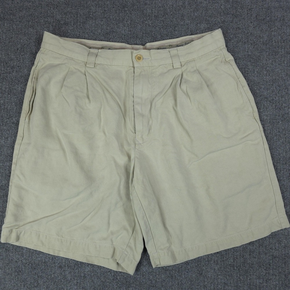 Tommy Bahama Silk Shorts Mens 33 Beige Pleated Lightweight Relaxed‎ Coastal